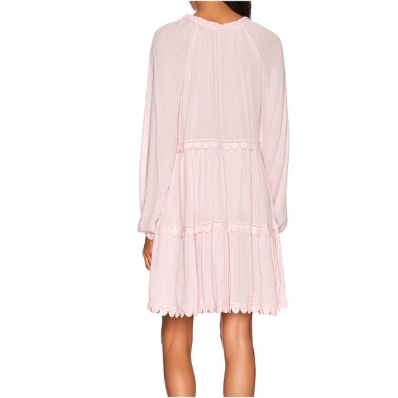 NWT Eberjey Pink Small Summer of Love Sofia Mini V-Neck Lace Scalloped Hem Dress - Picture 3 of 13